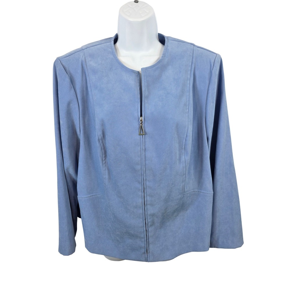 Vintage Lady Dorby Periwinkle Blue  Zipper Front Collarless Jacket Women  /R5